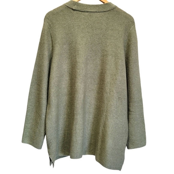 TALBOTS Sz 2X Olive Green Crew Neck Long Sleeve Lightweight Sweater - Picture 3 of 5
